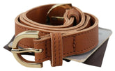 Scervino Street Light Brown Leather Gold Double Buckle Waist Belt -   -  Scervino Street.